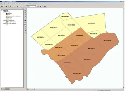 FIGURE 7. Application of site classification map with blocks of  the  study  area  in  HAZUS