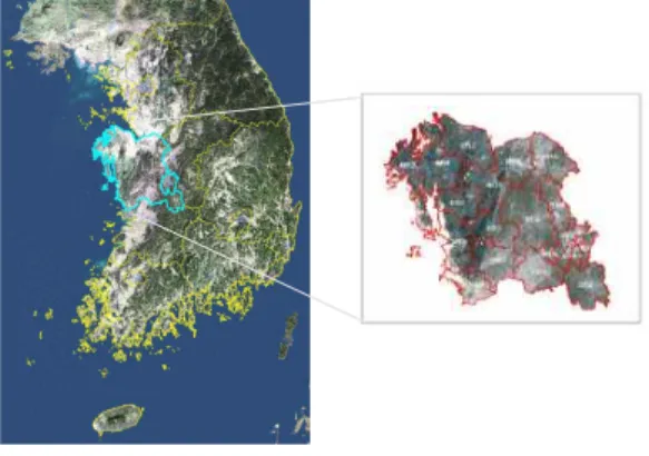 FIGURE  1.  Study  area 등에서는  NFI  자료,  원격탐사  및  GIS  기술을 
