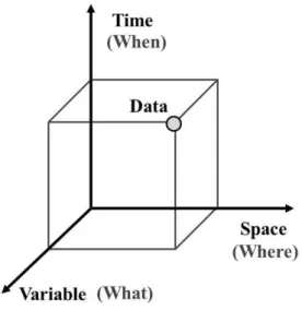 FIGURE 2. Space-time-variable data cube 논리적인  데이터모델(LDC;  Logical  Data 