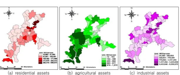 FIGURE  6.  Each  frequency  inundation  maps  and  level-2  landcover  map