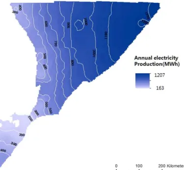 FIGURE  5.  Assessment  of  annual  electric  power  production  in  the  study  area
