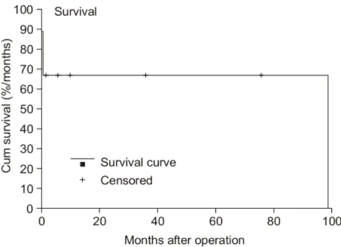 Fig. 3. Mid-term survival after operation in patients with postinfarct SD.