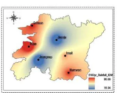 FIGURE 11. Concept of the infinite slope stability model FIGURE  10.  Spatially-distributed  rainfall  field  based  on 