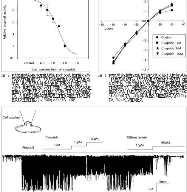Fig. 3. Dose-response relationship between relative ch- ch-annel activity and concentration of cisapride.