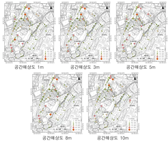 FIGURE  7.  Terrain  DEM에서  오차(절대값)의  공간적인  분포