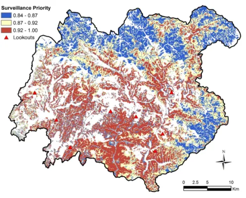 TABLE  4.  Visibility  and  fire  occurrence  probability  of  Over  0.839  surveillance  priorityFIGURE  7