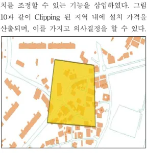 FIGURE  5.  도로  레이어  이용 FIGURE  6.  후보점  도출 우선 관리자에 의해 의사 결정시, 원하는 범 위에 대해 센서를 설치할 수 있도록 본 연구에 서는 Clipping 기능을 구현하였다