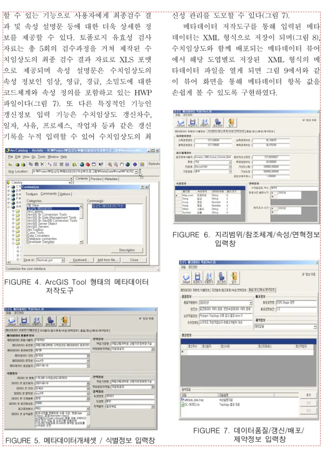 FIGURE  6.  지리범위/참조체계/속성/연혁정보  입력창