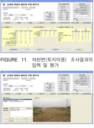 FIGURE  7.  종단면  조사결과의  입력  및  평가 FIGURE  8.  횡단면  조사결과의  입력  및  평가 FIGURE  9.  하상구조 조사결과의  입력  및  평가 FIGURE  10