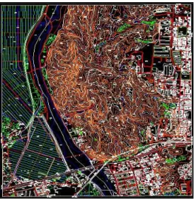 FIGURE  2.  연구대상지  수치지도 2.  LiDAR  데이터  취득 본 연구에서 사용된 항공 LiDAR측량 장비 는 캐나다 Optech사의 ALTM 30/70 모델이 다