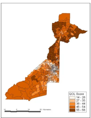 FIGURE  4.  Urban  quality  of  life  scores  by  zone-based  approach