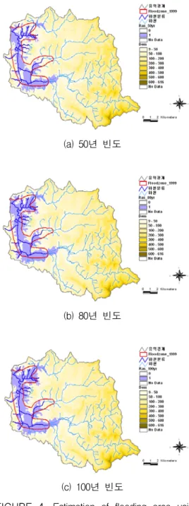 FIGURE  4.  Estimation  of  flooding  area  using  hydraulic  method