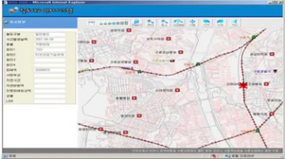 FIGURE  7.  철도사고  관리시스템의  GIS  Map