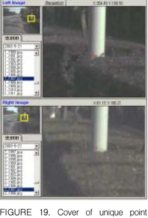 FIGURE  19.  Cover  of  unique  point  with  a  obstacle GPS-Van  시스템의  이용하여  정확도를  평가 한  결과  지형지물을  취득하였을  때  수치지도  축 척  1:1,000까지  수정할  수  있는  가능성을  보여 주었다