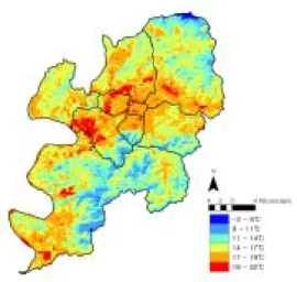 Figure  2  illustrates  the  surface  temperature  distribution  of  the  study  area