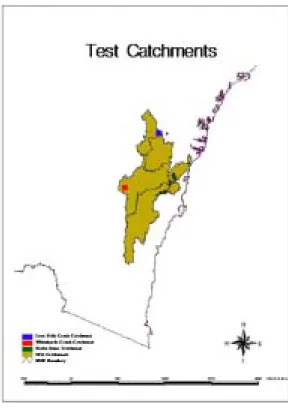 FIGURE  2.  Location  of  test  catchments TABLE  1.  Land  use  characteristics  of  each 