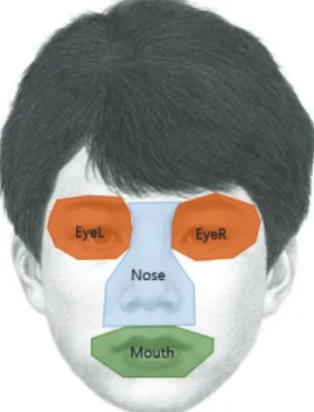 Fig. 4. Time course in fixation duration of manipulated parts of face: eye (A), nose (B) and mouth (C).