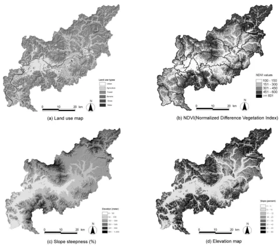 FIGURE 2. Spatial data set for evaluating watershed environmental characteristics