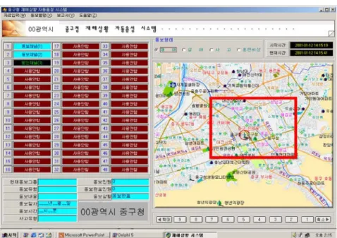 FIGURE  4.  Spatial  analysis  of  damaged  area 현지에서  지형판독용,  피해나  재해현상의  분포  표시,  하상  경사,  지형단면  등의  지형계측용으 로  널리  사용할  수  있다