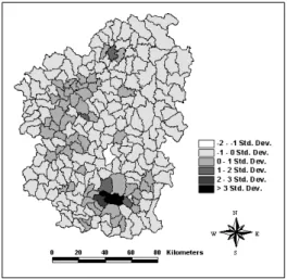 FIGURE  5.  Spatial  distribution  of  industrial  pollutant  factor