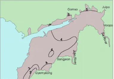FIGURE  4.  Mean  phi  distribution  of  Gomso  tidal  flat  deposits