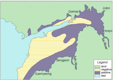 FIGURE  6.  Skewness  distribution  of  Gomso  tidal  flat  deposits