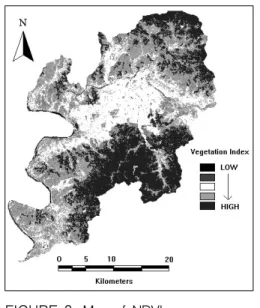 TABLE  4.  Accuracy  assessment  for  land  cover  classificationFIGURE  3.  Map  of  NDVI