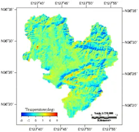 FIGURE  19.  Difference  between  estimated  surface  temperature  from  Landsat  TM  and  measured  air  temperature  on  the  ground  station