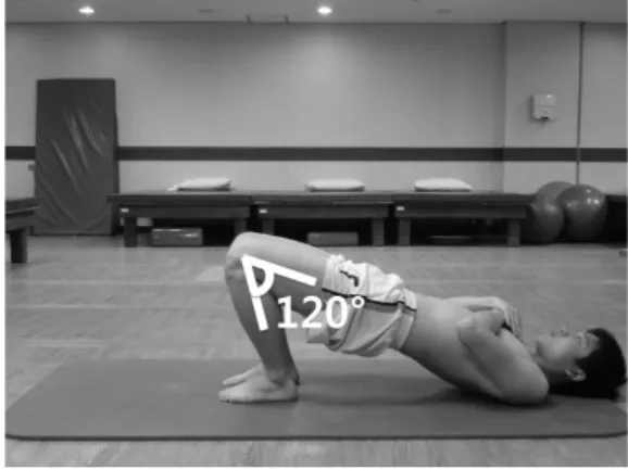 Fig  4.  Knee  joint  60°  flexion Fig  5.  Knee  joint  45°  flexion부착하였다(Fig  1,  Table  2).