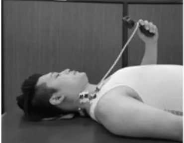Fig. 4. Cranio-cervical flexion exercise with visual guide (CCFE-VG)