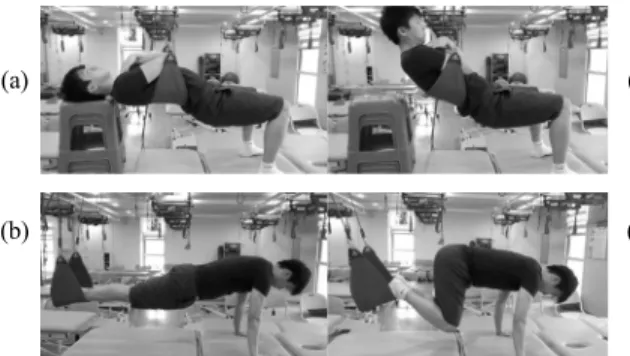 Fig 2. Swiss-ball exercise (a) curl-up (b) jack-knife 