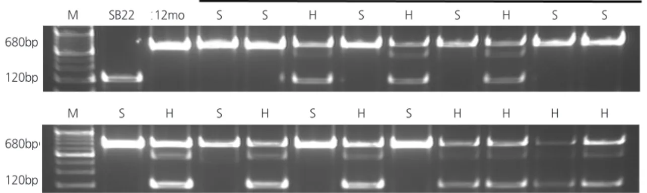Fig. 2. Example of BC 1  foreground selection using the trsSCAR marker. A total of 75 individuals were genotypically screened  using the  trsSCAR marker