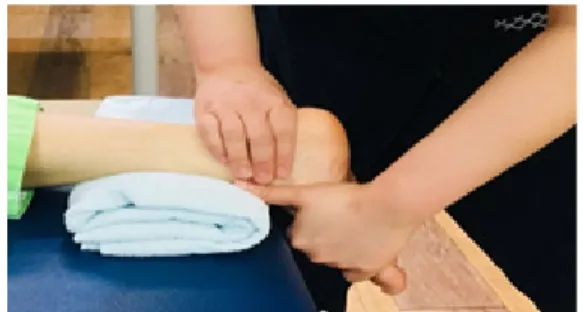 Fig. 3. Intervention of ankle joint mobilization (plantarflexion)