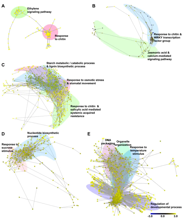 Fig.  2.  Properties  and  topologies  of  gene  coexpression  networks  related  to  cold  stress  in  Chinese  cabbage