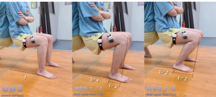 Fig. 1. Different wall squat exercises.
