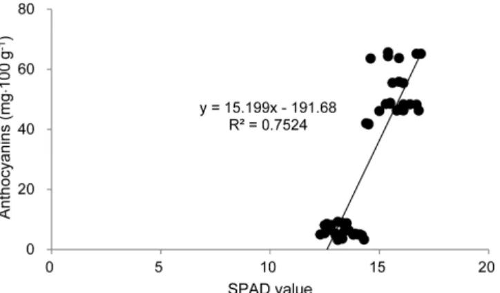 Fig.  3.  Regressional  relationship  between  anthocyanins  contents 