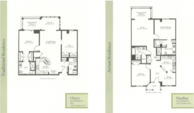 Figure 4. Floor Plan of 1 Bedroom+Den of Traditional Apt. (1181 square feet) (Left)