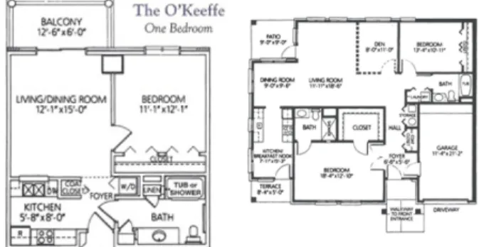 Figure 16. Floor Plan of1 Bedroom Apartment (Left) Figure 17. Floor Plan of 2 Bedroom with or without Den of