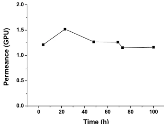 Fig. 4. Mixed gas permeance with time.