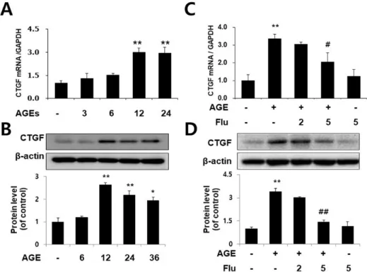 Fig. 1. Fluvastatin inhibits AGE-in- AGE-in-duced CTGF expression in VSMCs. 