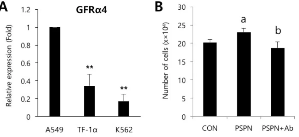 Fig. 4. Neutralization of PSPN in- in-hibits proliferation of human lung  adenocarcinoma cells