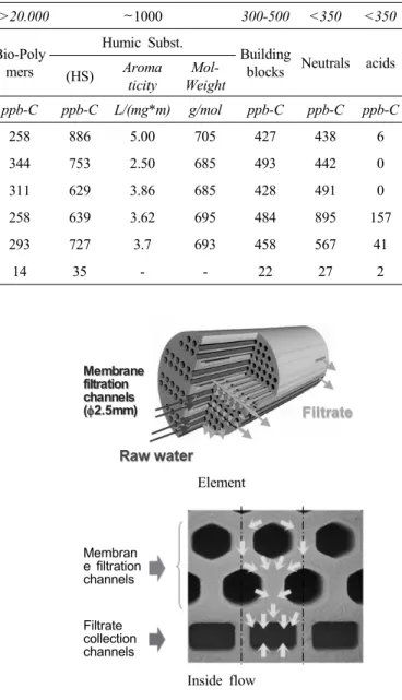 Fig. 1. LC-OCD chromatogram of NOM of raw water.