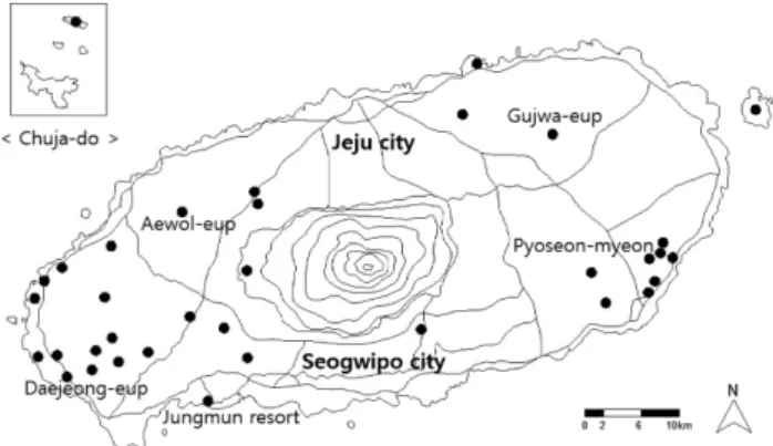 Figure 1. The Location of Closed Schools in Jeju