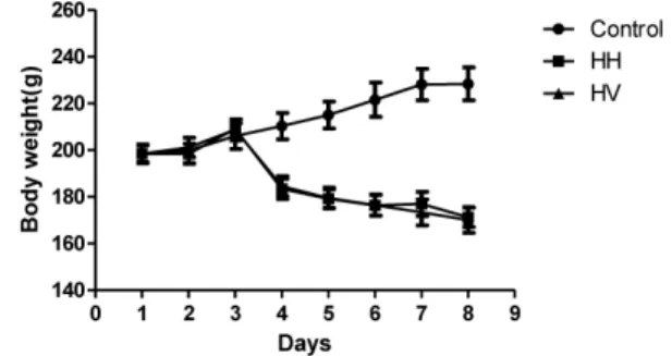 Fig. 1. Effects of vitamin E and hypoxia on body weight in rats. 