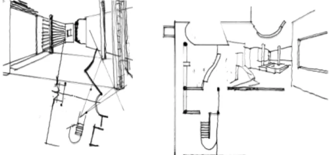 Figure 8. Library Sketch in 2nd. Floor, Villa Stein, Le Corbusier, 1927 (right)