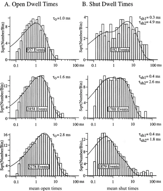 Fig. 4. Effects of cholic acid (CA) on  mean open and shut times of N-type  Ca 2＋  channel