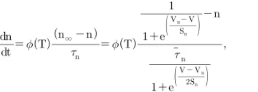 Table 3. Numerical values of the parameters in the models. The first seven parameters are the same in all eight model types