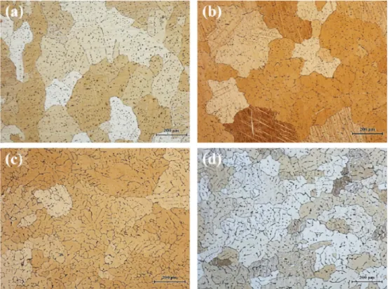 Fig. 2는 Alloy I-IV의 XRD 결과로서  합금  모두에서  α- α-Mg 과 Ca 2 Mg 6 Zn 3 의 존재가 확인되었으며, Sr첨가로 인한 새 로운  상의  형성은  X선  회절  분석으로는  확인되지  않았다.