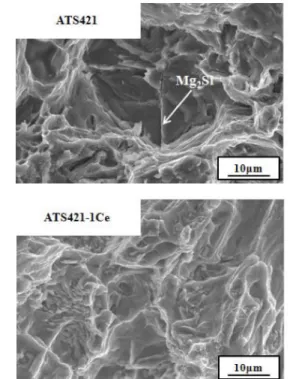 Fig. 7.  Cross sectional micrograph of ATS421-xCe alloy (x = 0, 0.5 and 1 wt%).