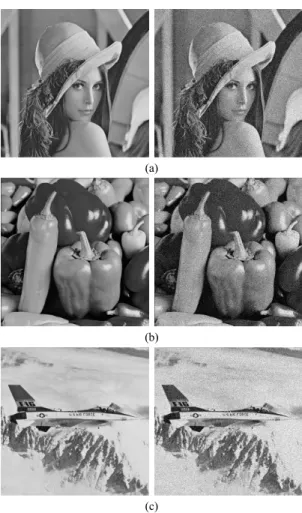 Fig.  2  Original  image  and  noisy  image  (  ) (a)  Lena  image  (b)  Peppers  image  (c)  Airplane  image